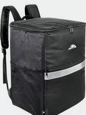 Black Insulated Food Delivery Backpack with Reflective Strip